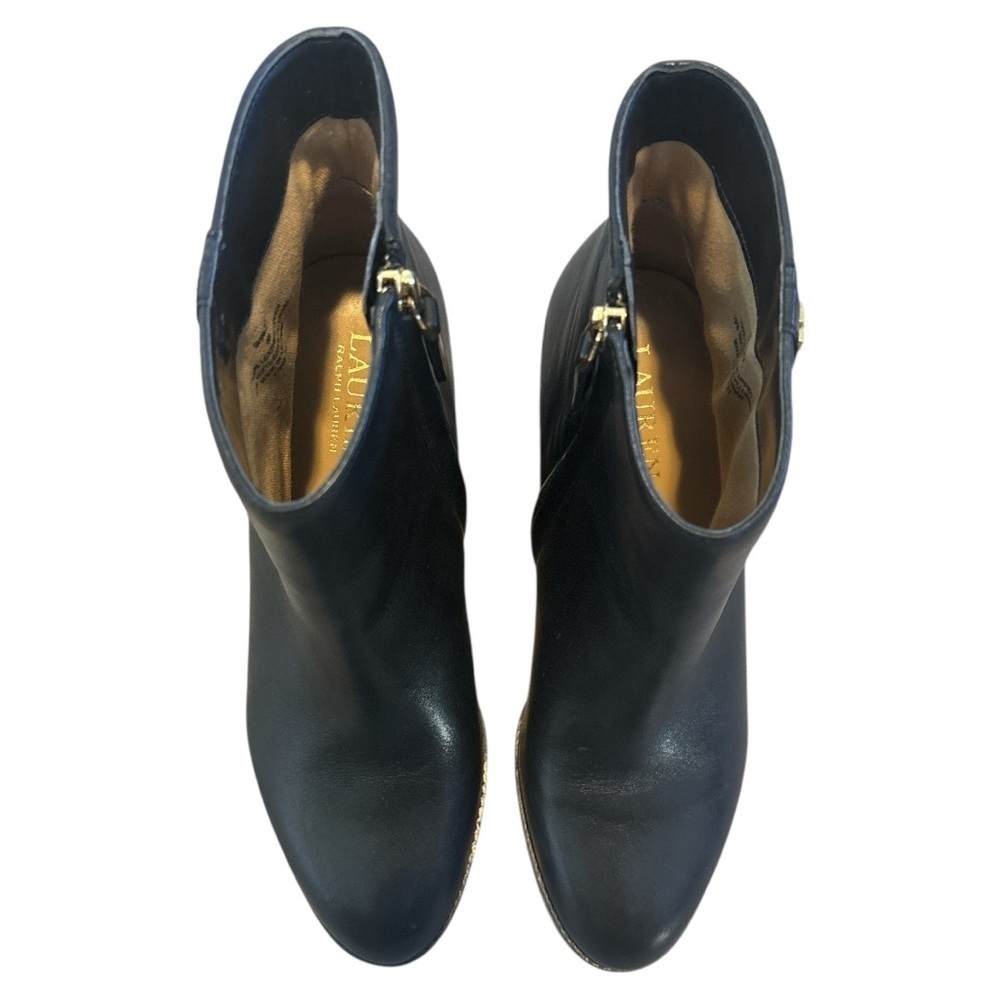 Lauren Ralph Lauren Shaley Calfskin Wedge Bootie in Black Size 8 - Picture 2 of 7